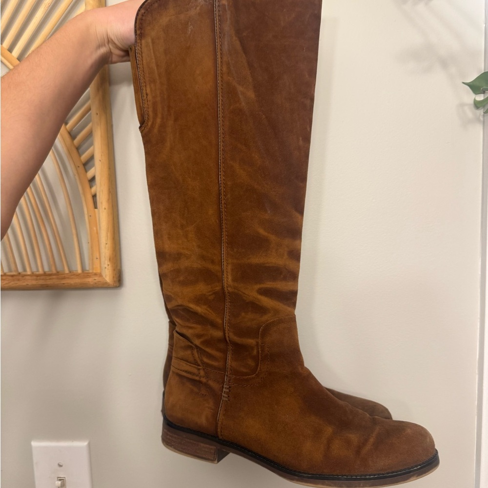 Brown Suede Knee-High Boots
